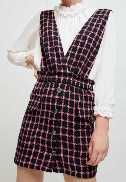 MAJE Check Strapless Dress - Size S