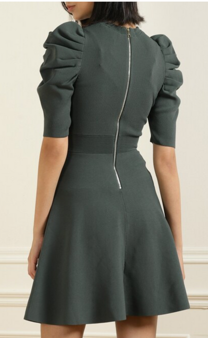 NEW* TED BAKER Dark Green Ribbed Mini Dress - Size S