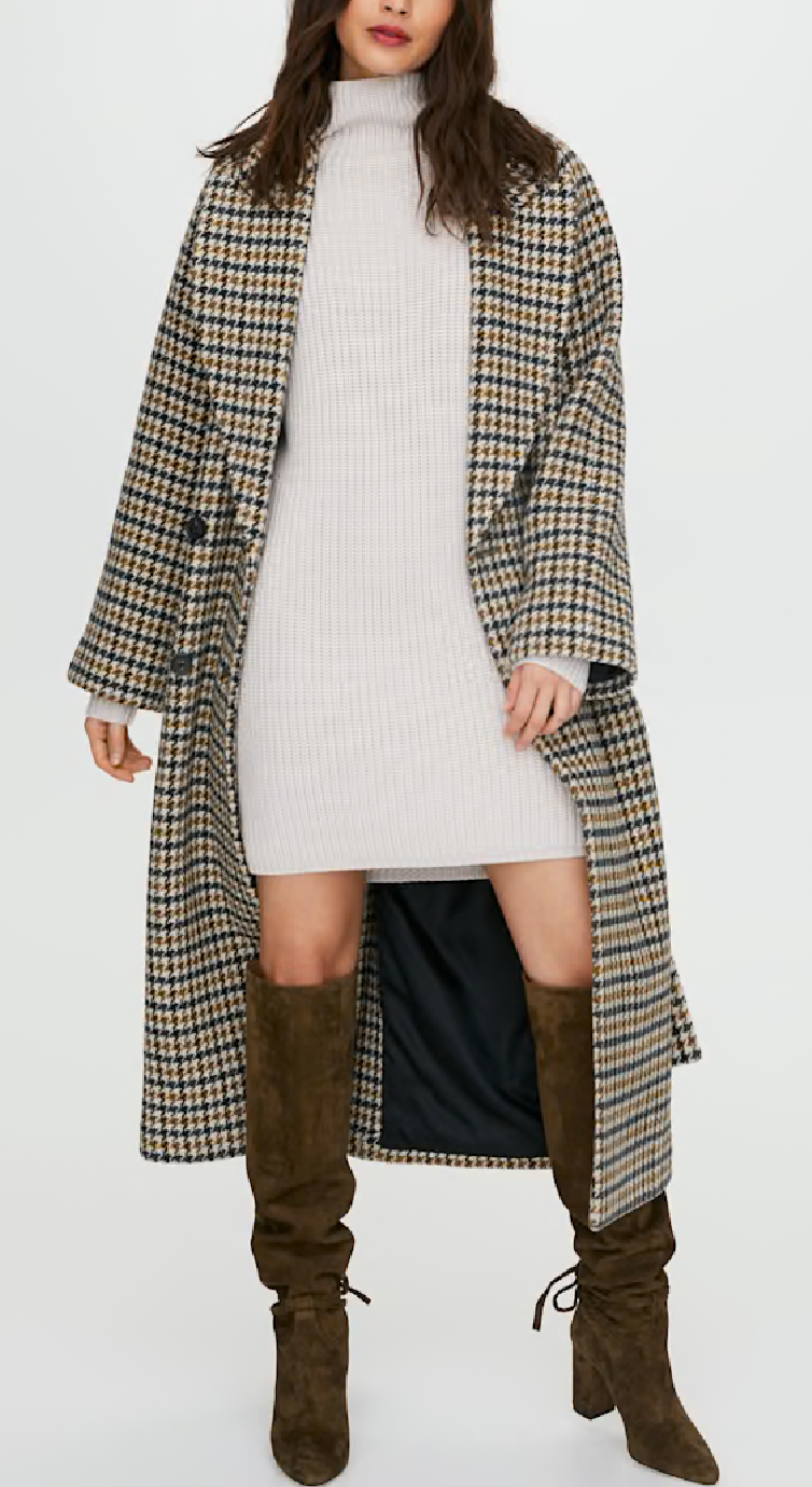 WILFRED Houndstooth Trench Coat - Size M