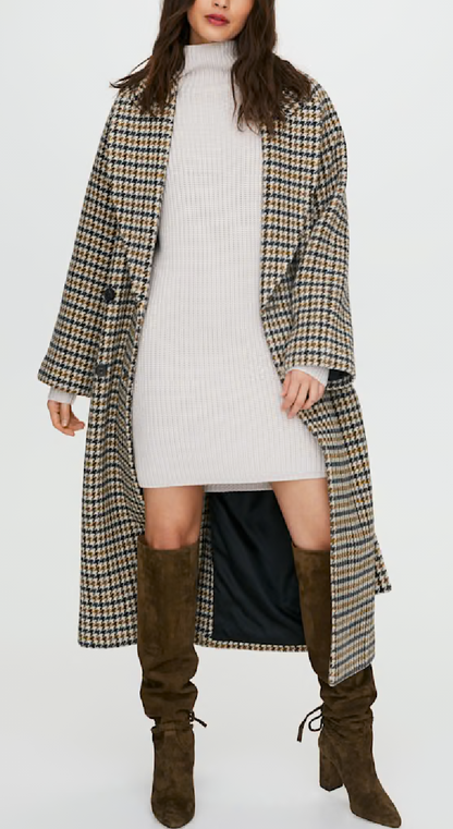 WILFRED Houndstooth Trench Coat - Size M