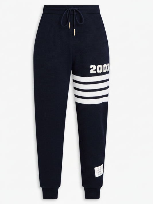 THOM BROWNE Striped Waffle-Knit Wool & Cashmere-Blend Track Pants - Size 2
