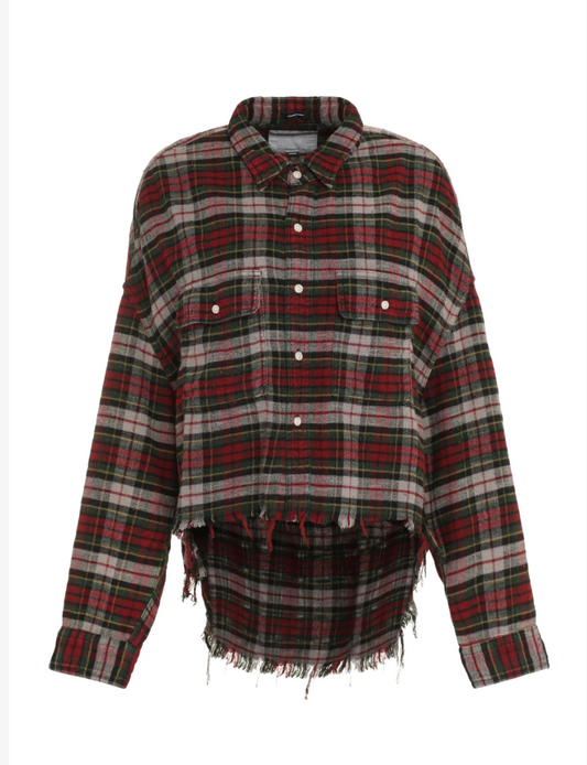R13 Plaid Oversized Convertible Crop Workshirt - Size M