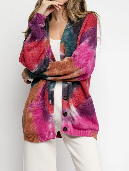 NSF Cardigan in Jewel Tone Dye - Size M