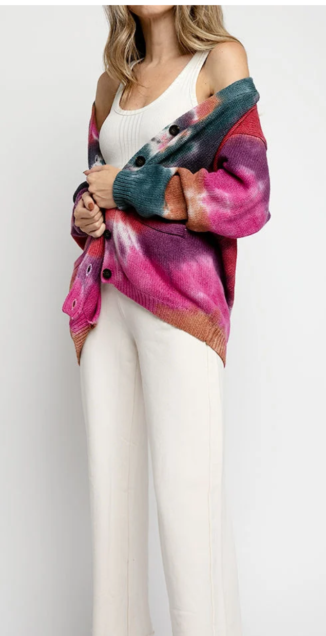 NSF Cardigan in Jewel Tone Dye - Size M