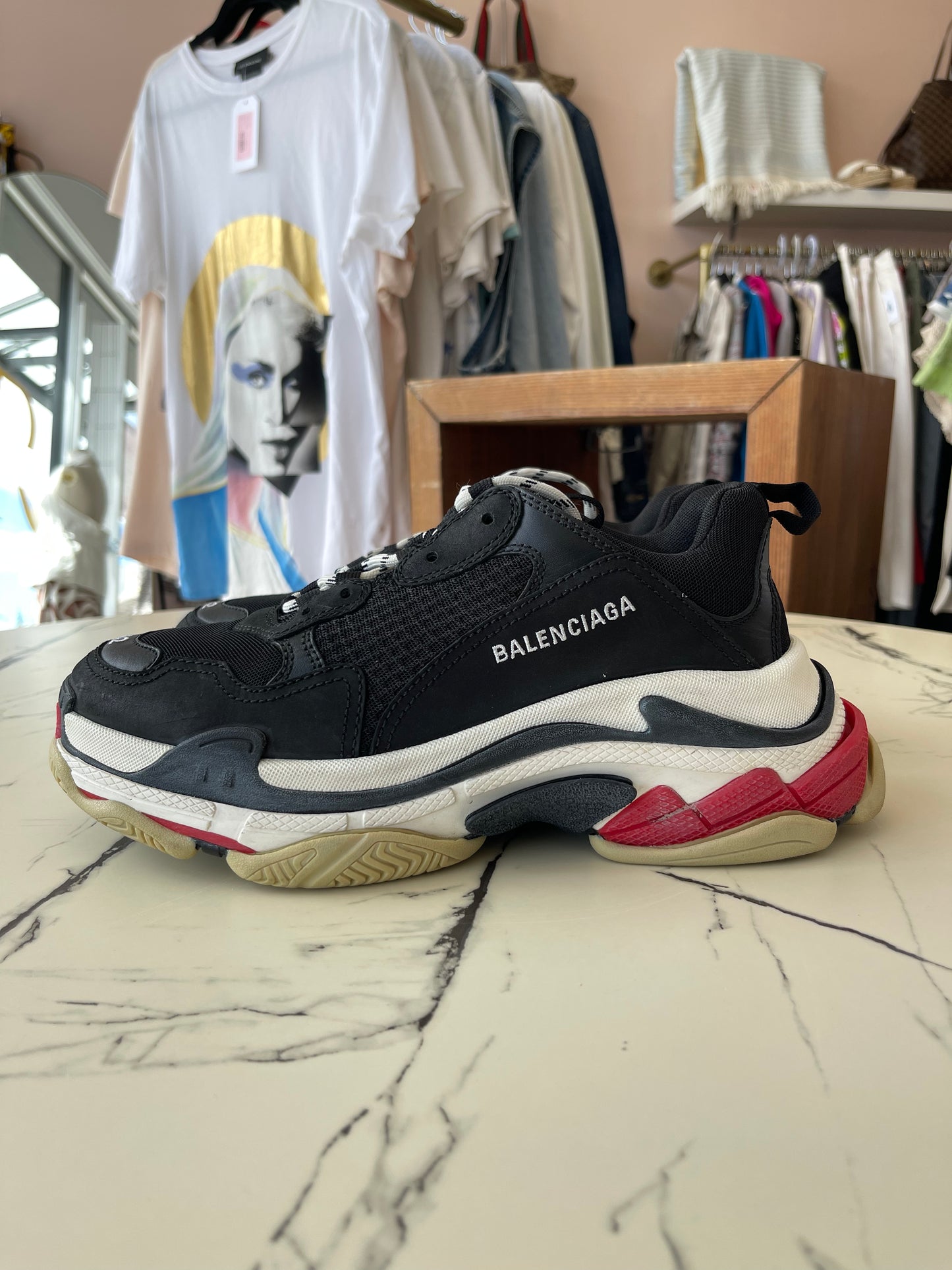 Balenciaga Triple S Sneaker 'Black Red' 2018 Size 42