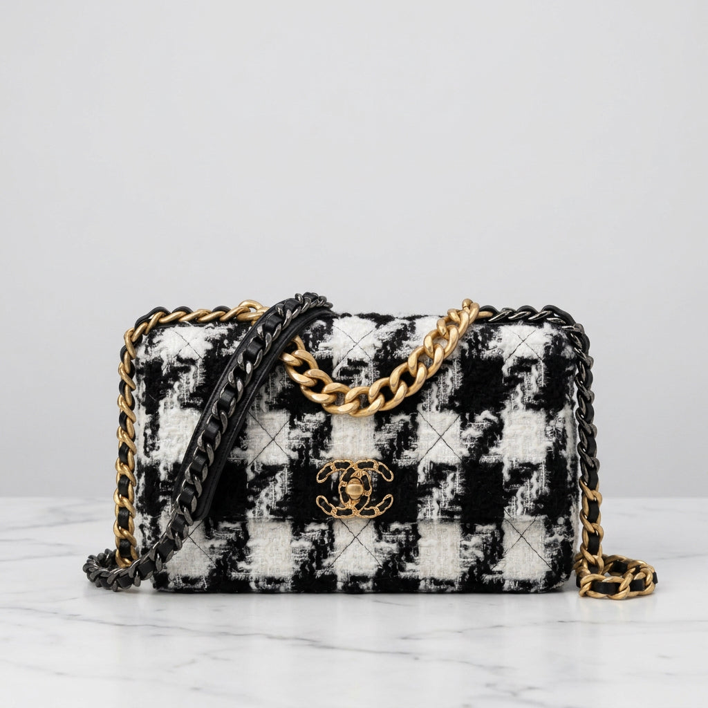 CHANEL 19 Houndstooth Tweed Crossbody Purse
