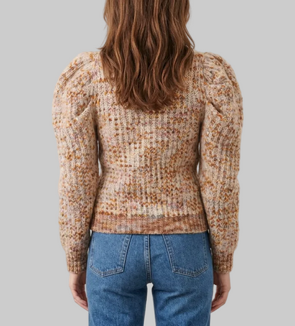 ULLA JOHNSON Rosina Puff Sleeve Waffle Knit Sweater - Size S