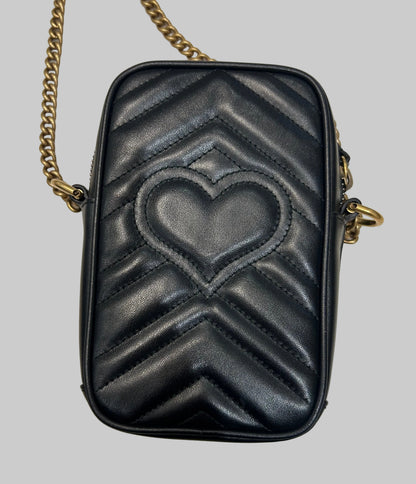 GUCCI Calfskin Matelasse Mini GG Marmont Crossbody