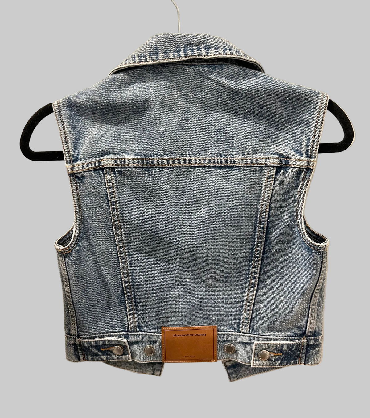 NEW* ALEXANDER WANG Rhinestone Embellished Denim Vest - Size S
