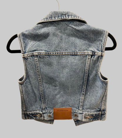 NEW* ALEXANDER WANG Rhinestone Embellished Denim Vest - Size S
