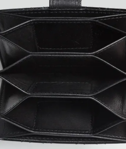 CHRISTIAN DIOR Patent Black Cannage Quilted Leather Lady Dior Gusset Card Case