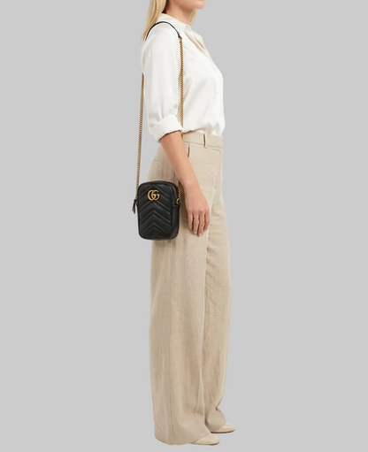 GUCCI Calfskin Matelasse Mini GG Marmont Crossbody