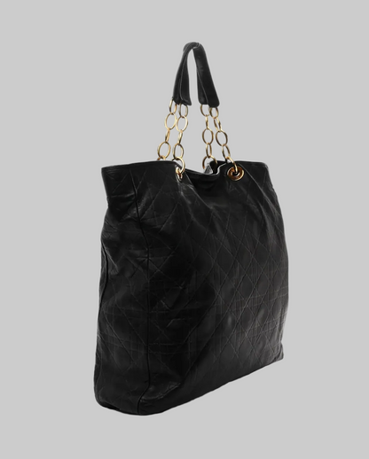 CHRISTIAN DIOR Lambskin Cannage Large Soft Lady Dior Shopping Tote Bag