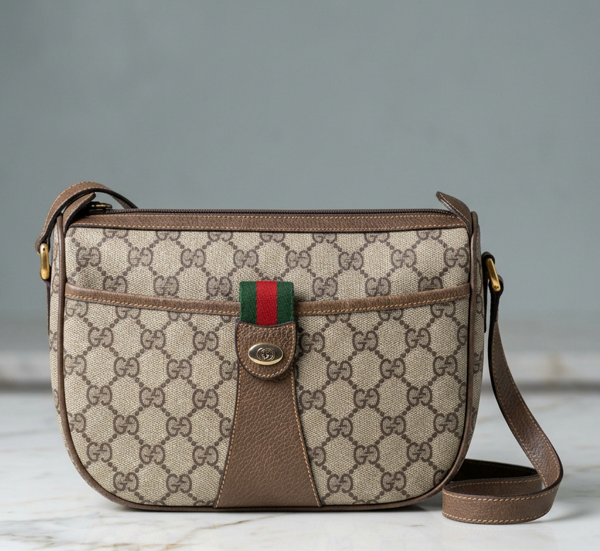 GUCCI GG Web Sherry Line Crossbody Purse