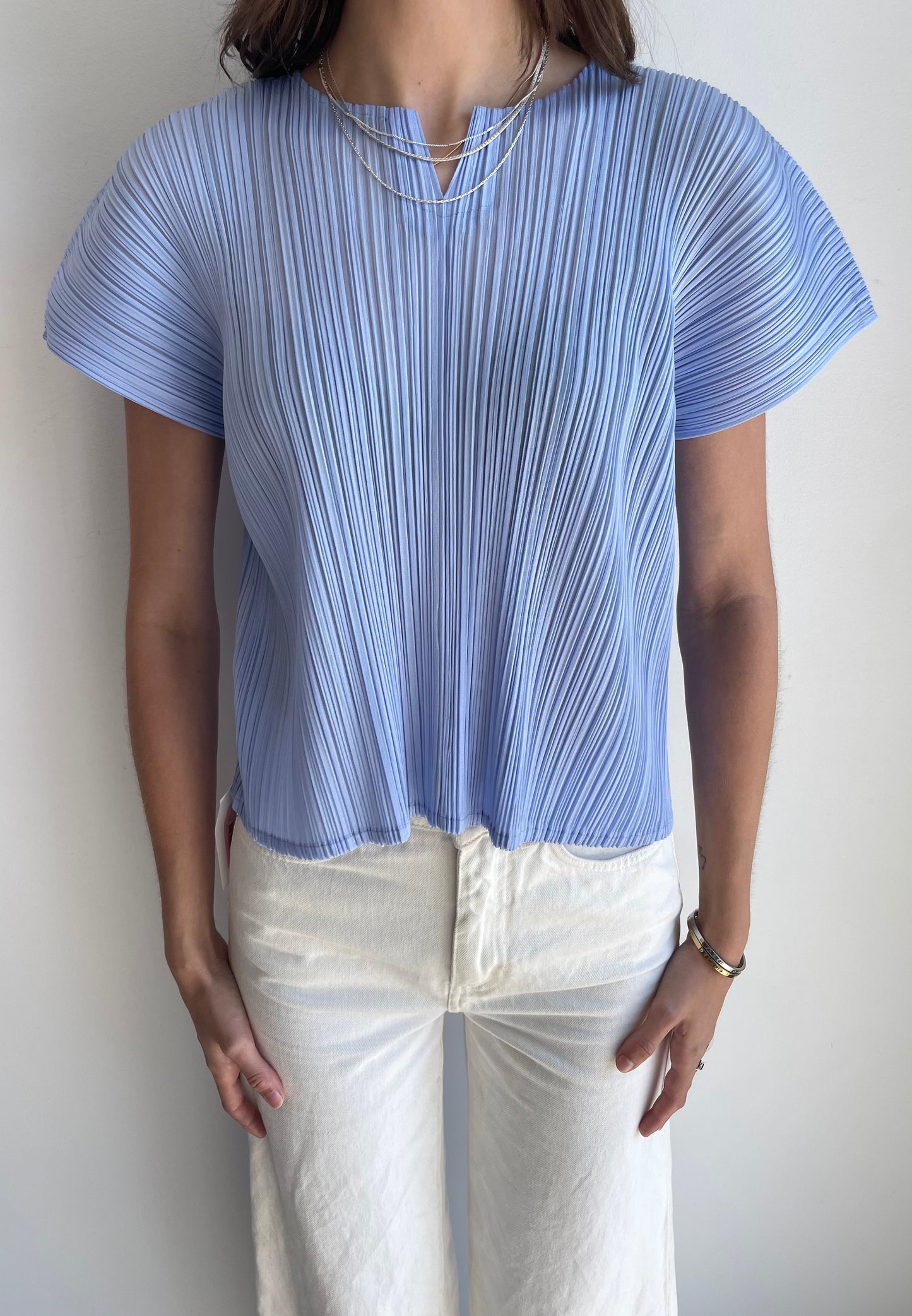 Pleats Please Issey Miyake Periwinkle Cap Sleeve Top Size - 4