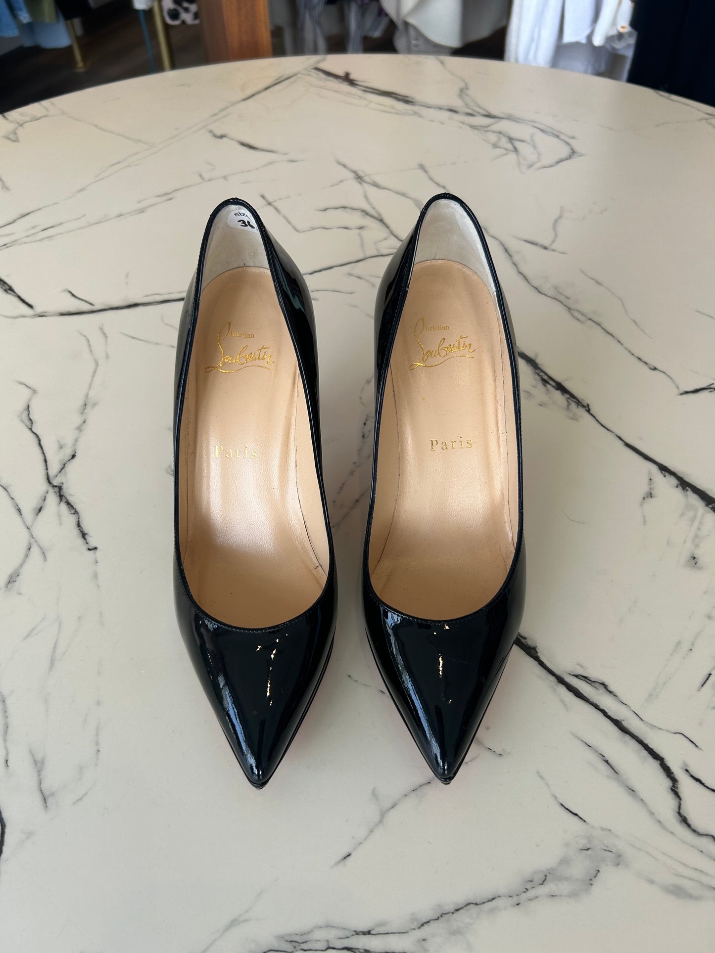 Christian Louboutin Pigalle Plato 100 Patent Pumps - size 36.5