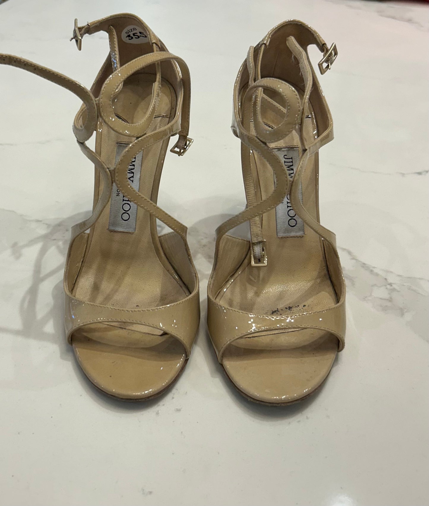 Jimmy Choo Nude Patent Sandals - size 35.5