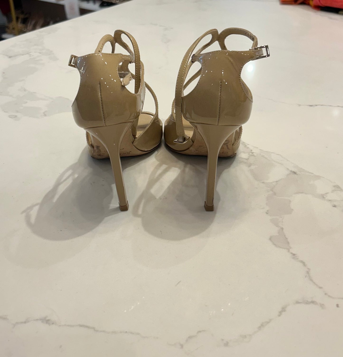 Jimmy Choo Nude Patent Sandals - size 35.5