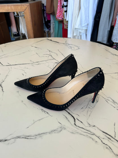 Christian Louboutin suede spiked pumps - size 37.5