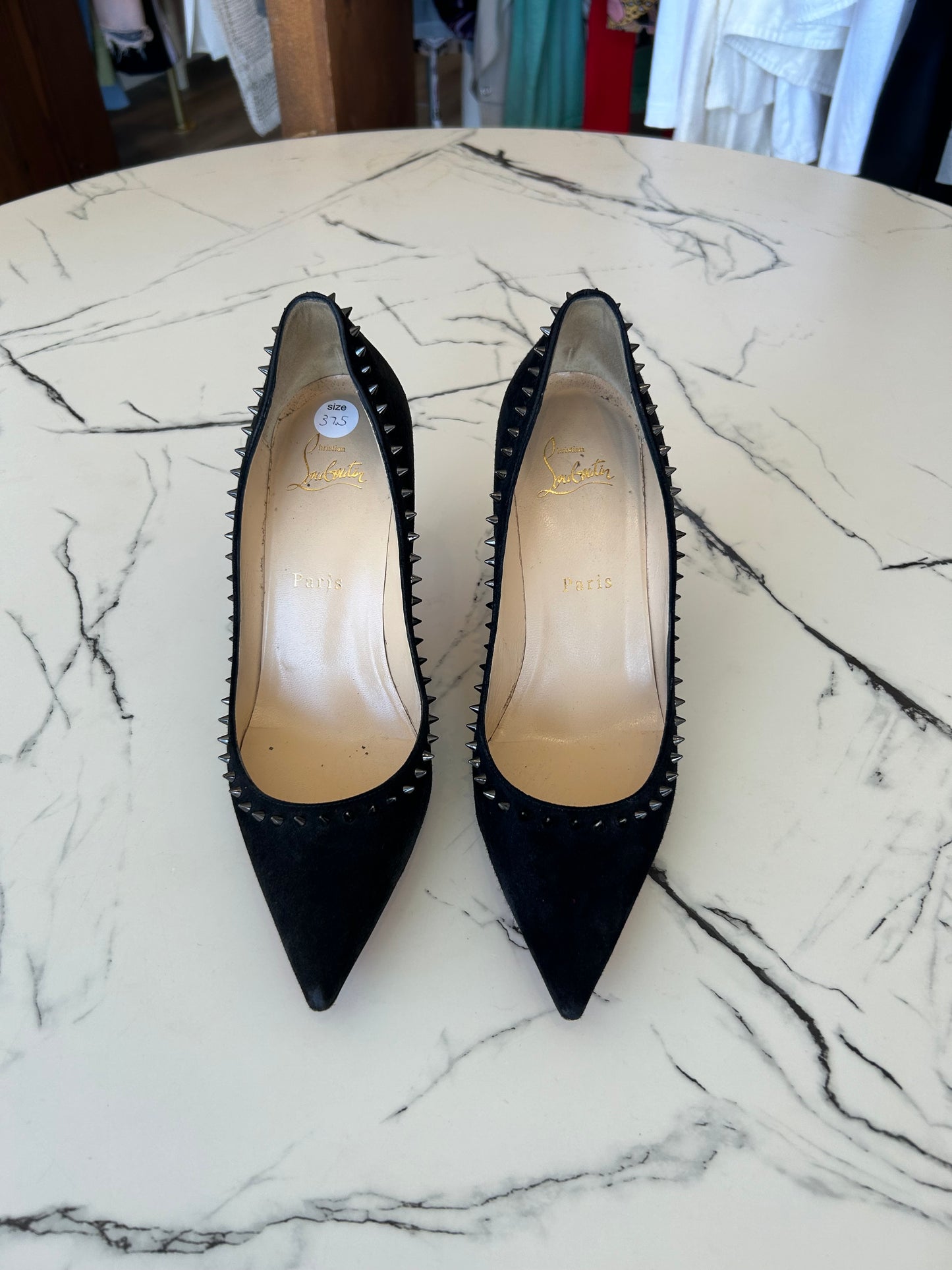 Christian Louboutin suede spiked pumps - size 37.5