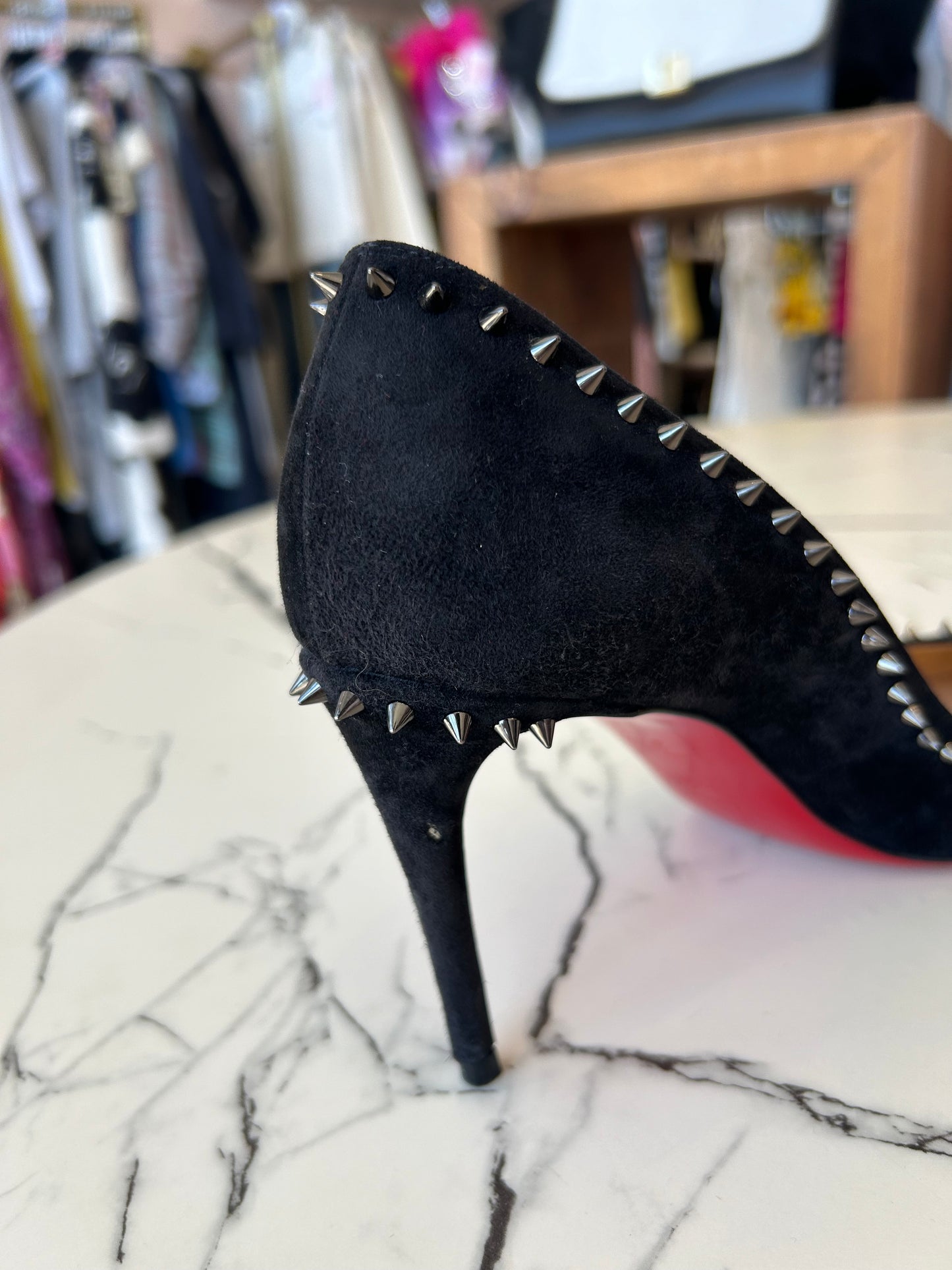 Christian Louboutin suede spiked pumps - size 37.5