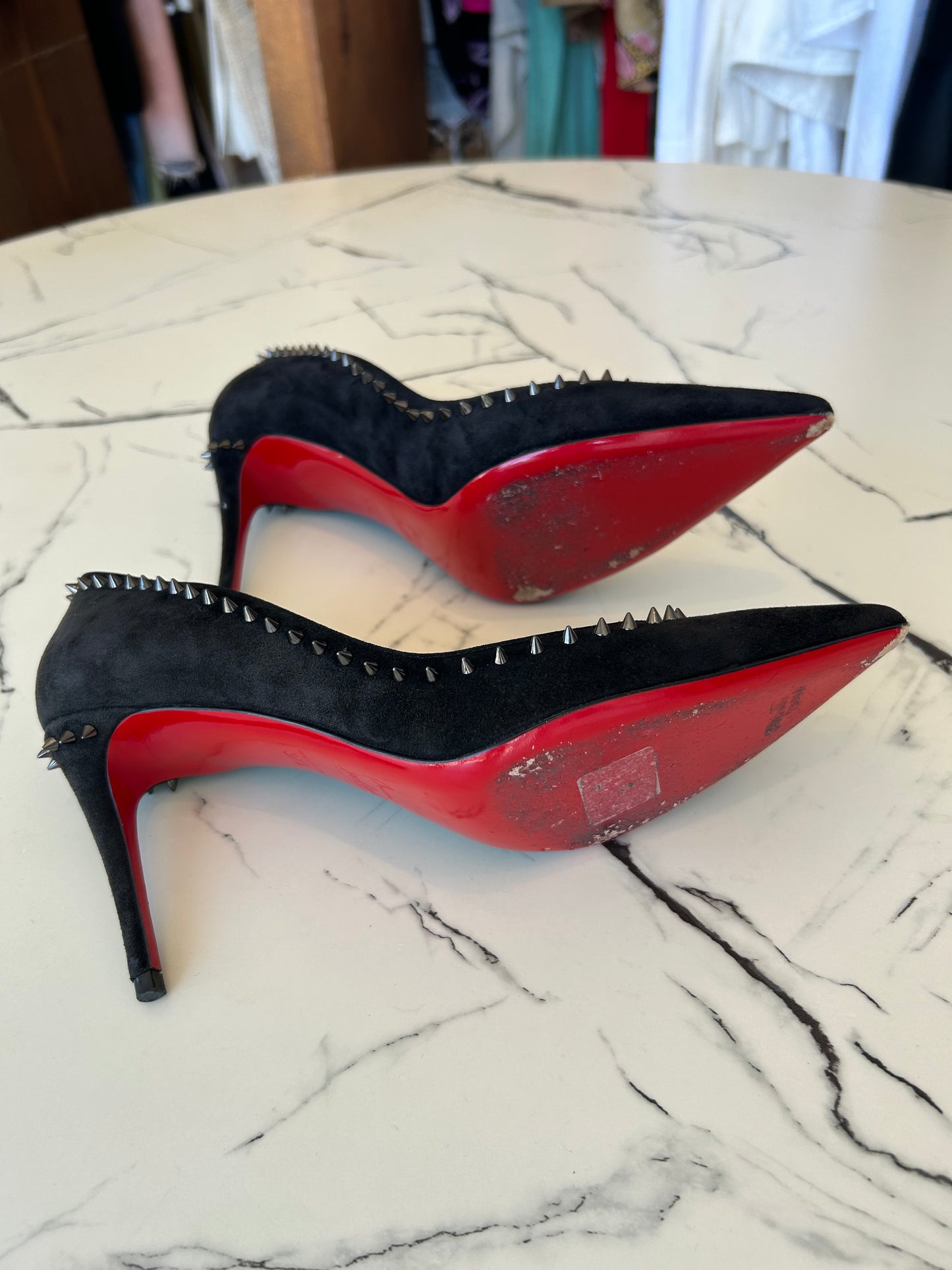 Christian Louboutin suede spiked pumps - size 37.5