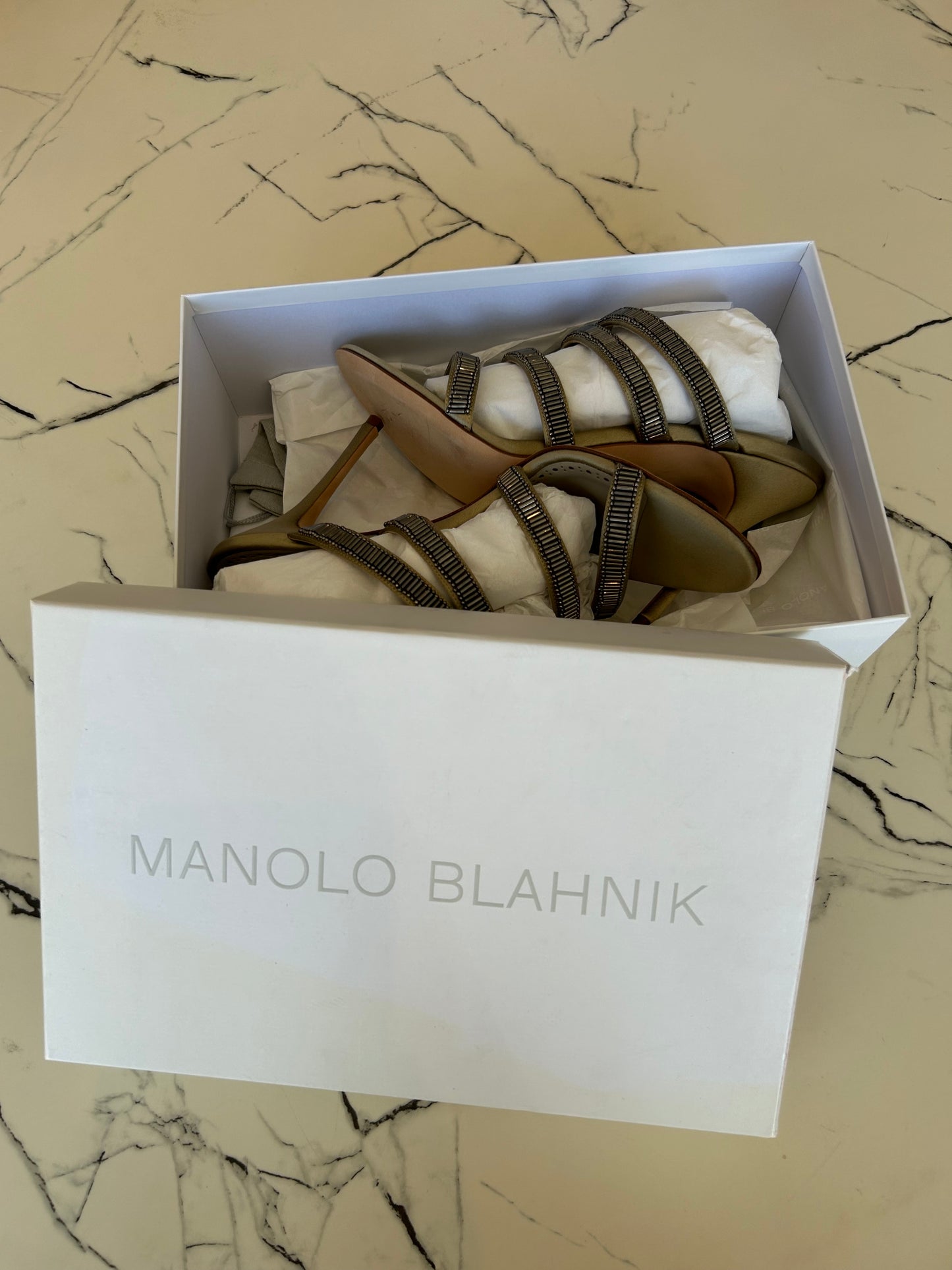 Monolo Blahnik Sequin Strap Sandals - size 40