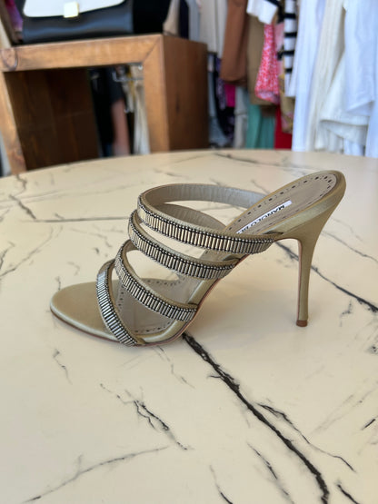 Monolo Blahnik Sequin Strap Sandals - size 40