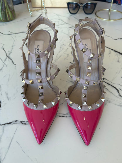 VALENTINO Rockstud Cage Pink Pumps - Size 37