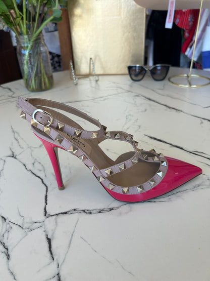 VALENTINO Rockstud Cage Pink Pumps - Size 37