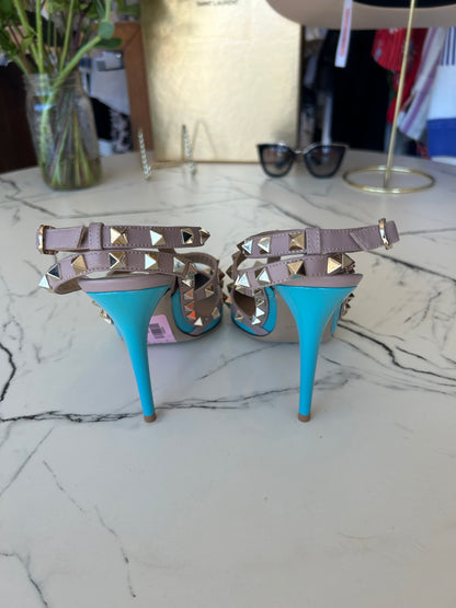 VALENTINO Rockstud Cage Turquoise Pumps - Size 37