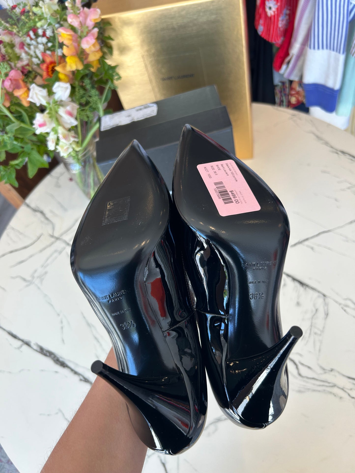 SAINT LAURENT Black KIKI 100 pumps size - 38.5