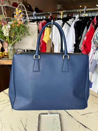 PRADA Navy Large Galleria Double Zip Tote