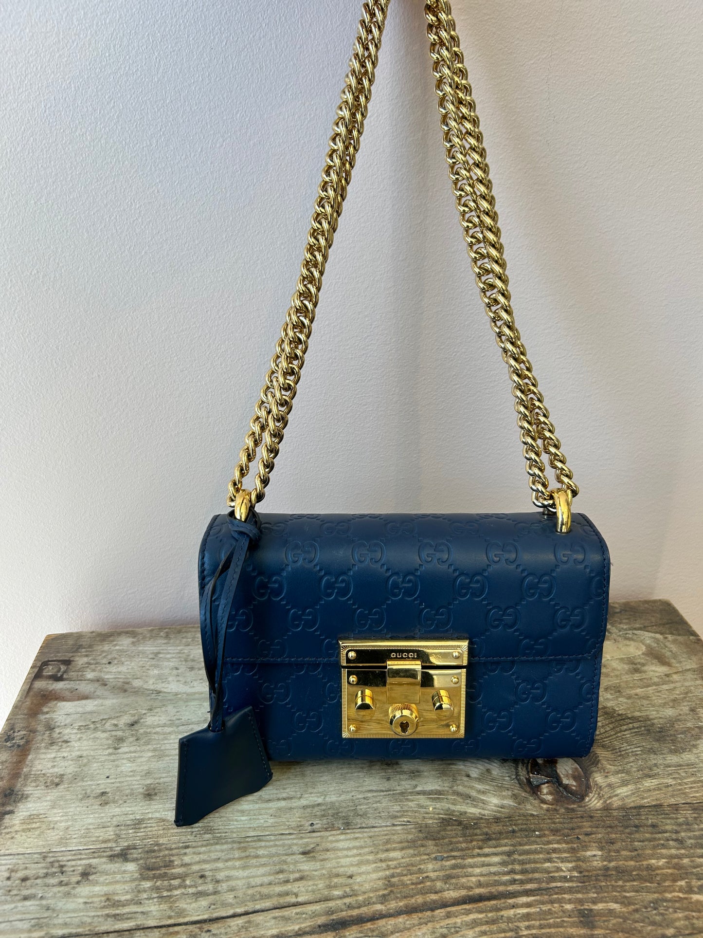 GUCCI Small Blue Padlock Shoulder Bag