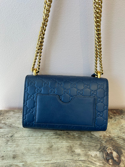 GUCCI Small Blue Padlock Shoulder Bag