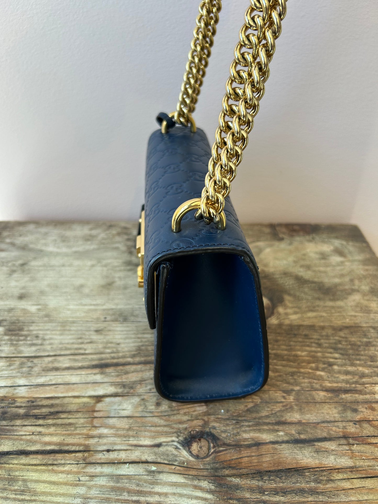 GUCCI Small Blue Padlock Shoulder Bag