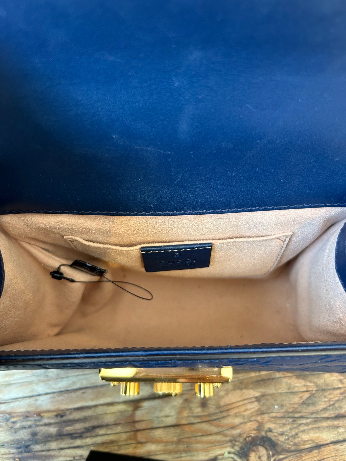 GUCCI Small Blue Padlock Shoulder Bag