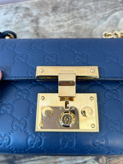 GUCCI Small Blue Padlock Shoulder Bag