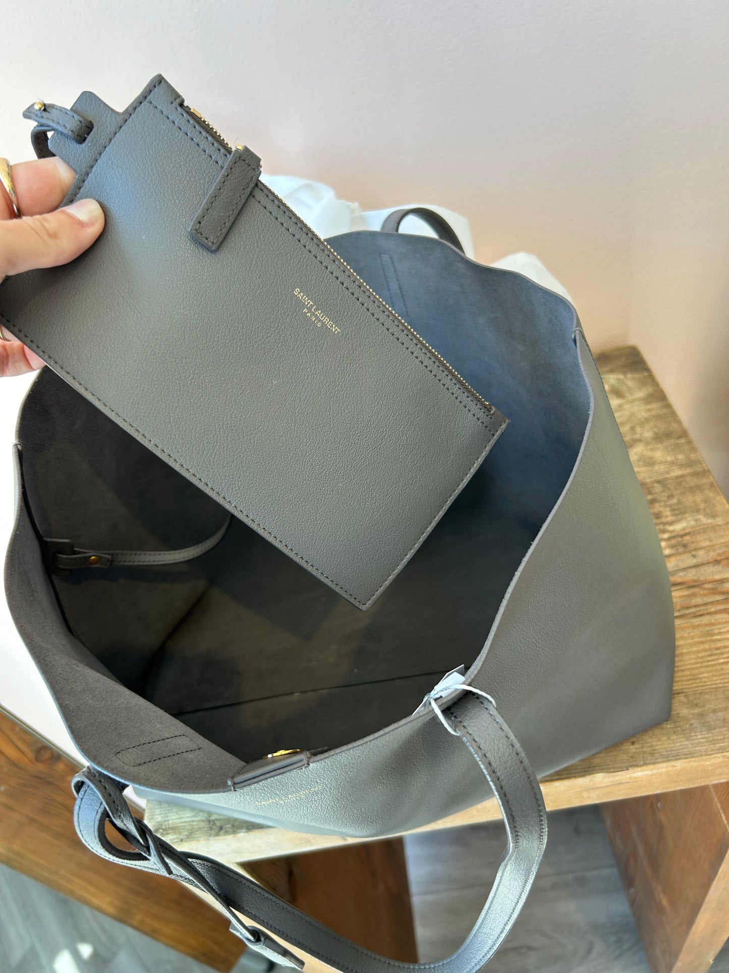 SAINT LAURENT Grey Tote