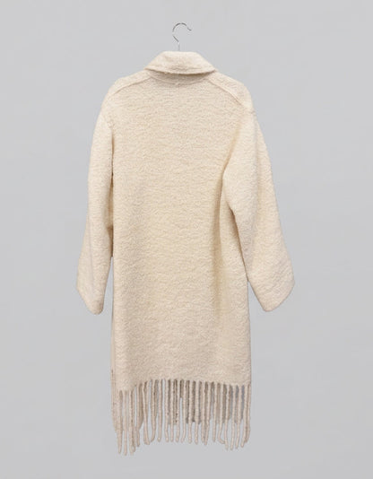 FORTE FORTE Cream alpaca blend fringe coat - Size L