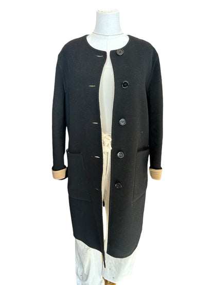 BURBERRY Reversible Black And Check Wool Coat - Size 6