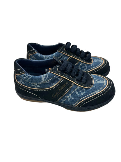 LOUIS VUITTON Denim Monogram Kids Sneakers - Size 24