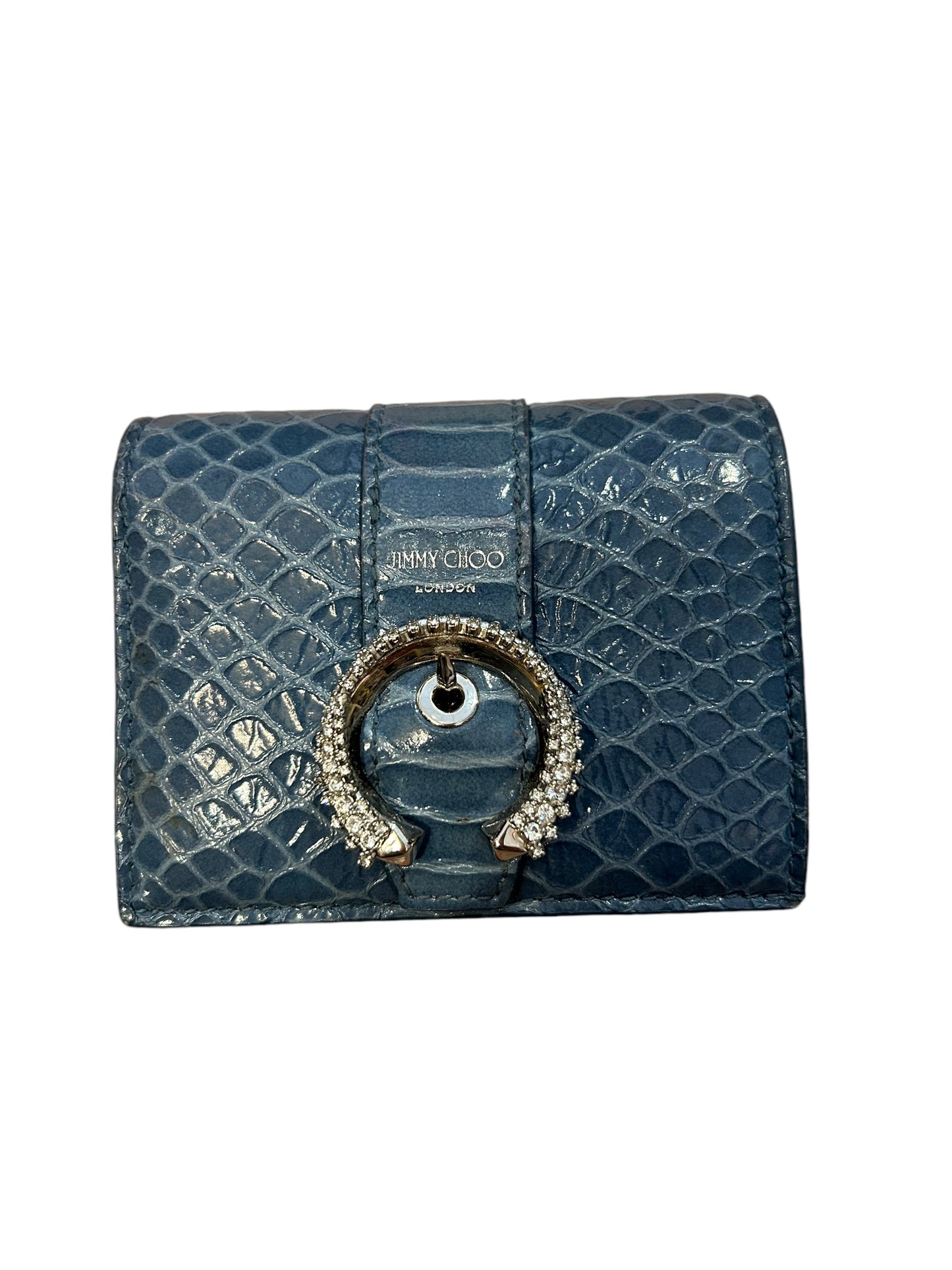 JIMMY CHOO Blue Wallet With Crystal Embellishments