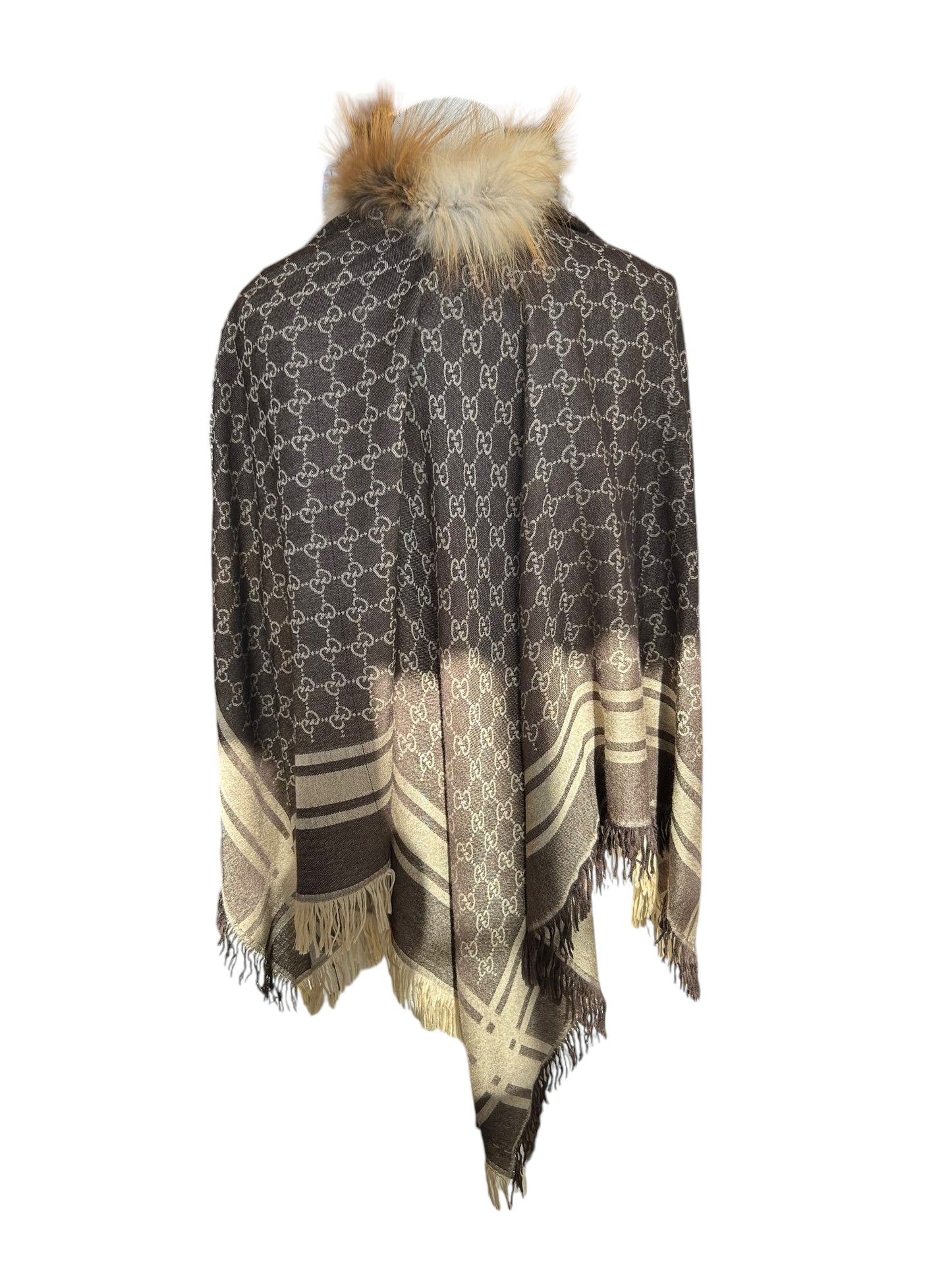 GUCCI Fur Trim Shawl