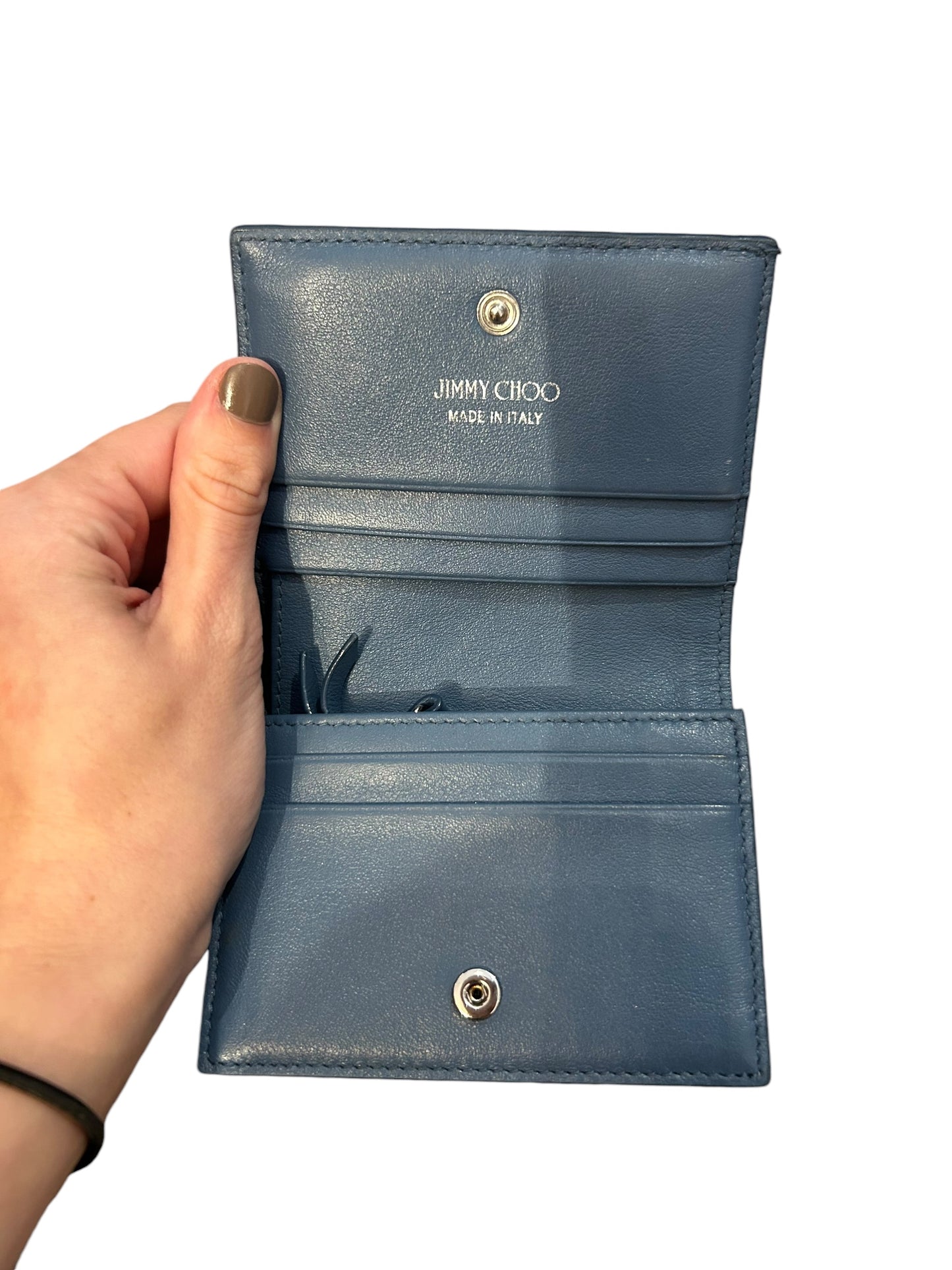 JIMMY CHOO Blue Wallet With Crystal Embellishments