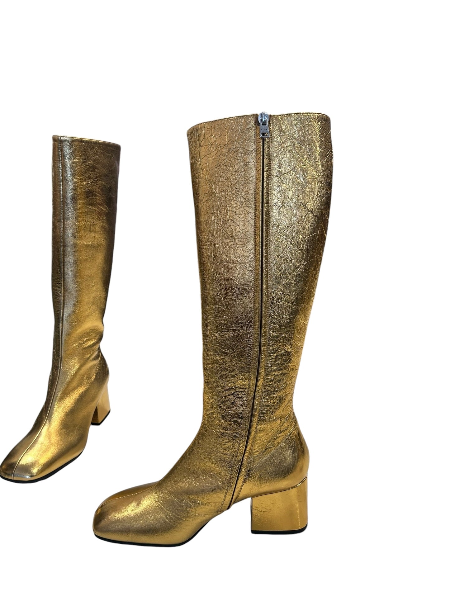 MARNI Gold Metallic Boots - Size 38