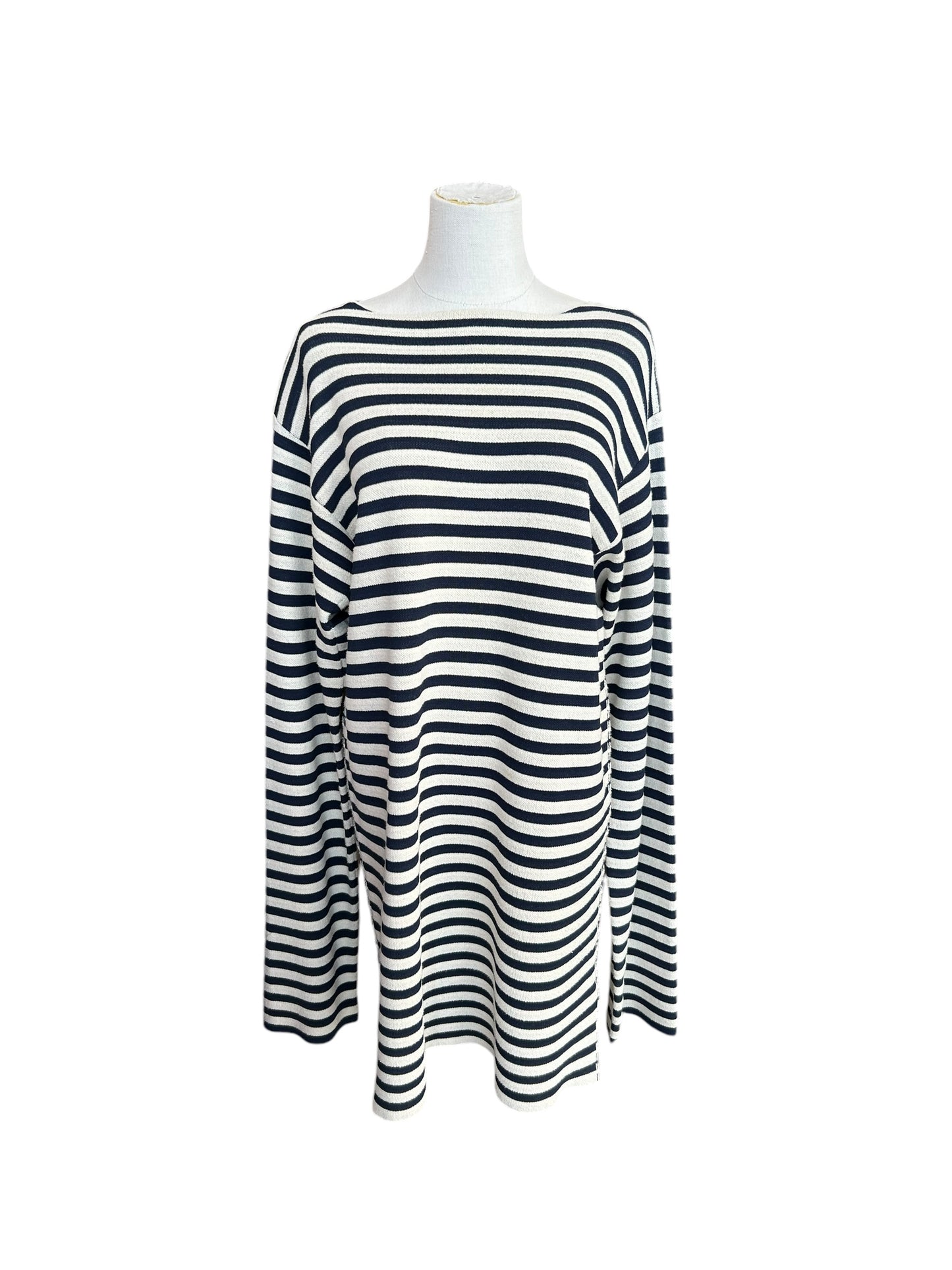 NEW CELINE Navy Striped Dress - Size Large