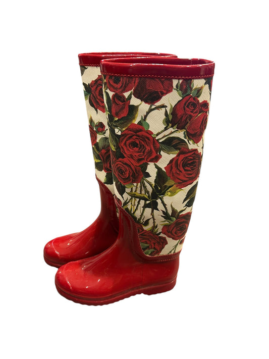 DOLCE & GABBANA Rose Print Rainboots - Size 35