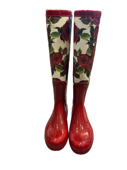 DOLCE & GABBANA Rose Print Rainboots - Size 35