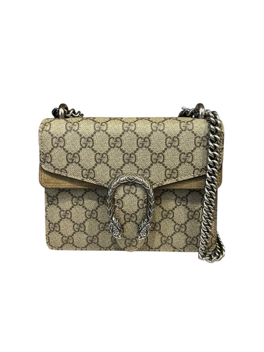 GUCCI Supreme Monogram Super Mini Dionysus Shoulder Bag In Taupe